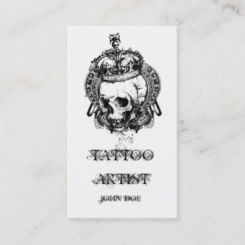 Skull With Crown Tattoo Artist Business Card by CoutureBusiness at Zazzle