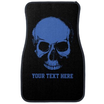 Skull With Custom Text - Blue Skeleton Personalize Car Floor Mat by inkbrook at Zazzle