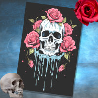 Skull with Dripping Roses 3 Decoupage Paper