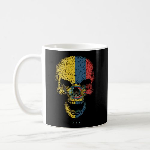 Skull With Ecuador Flag Skeleton Ecuadorian Roots Coffee Mug