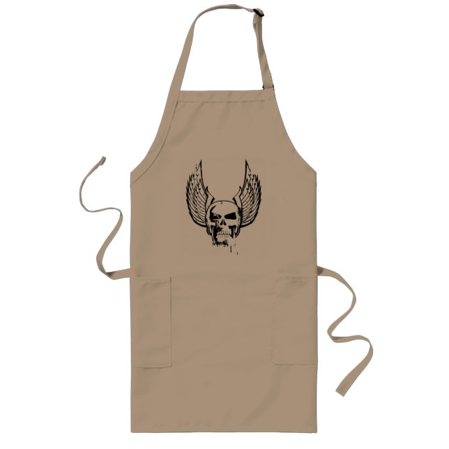 Skull with Ethereal Wings Long Apron (Front)