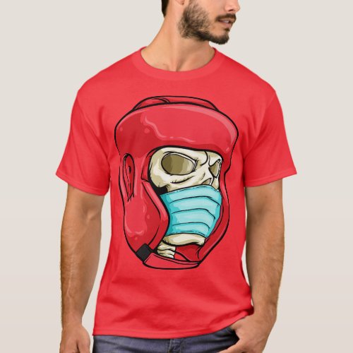 Skull with Face mask and Boxing helmet T_Shirt