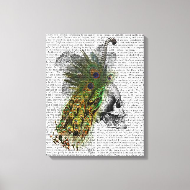 Skull With Feather Headress Canvas Print (Front)