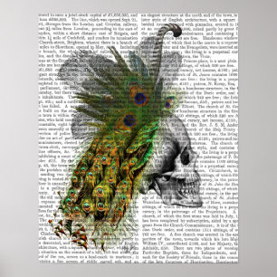 Skull With Feather Headress Poster