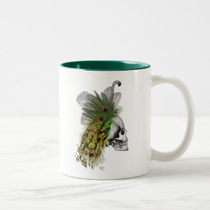 Skull With Feather Headress Two-Tone Coffee Mug