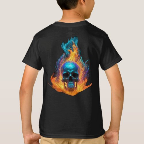 skull with flames T_shirt  1