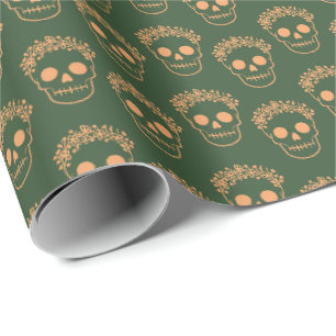Skull with Flower Wreath Wrapping Paper