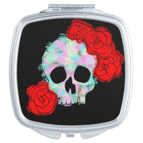 Skull with Flowers Compact Mirror