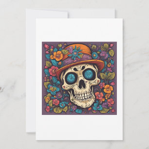 skull with flowers invitation