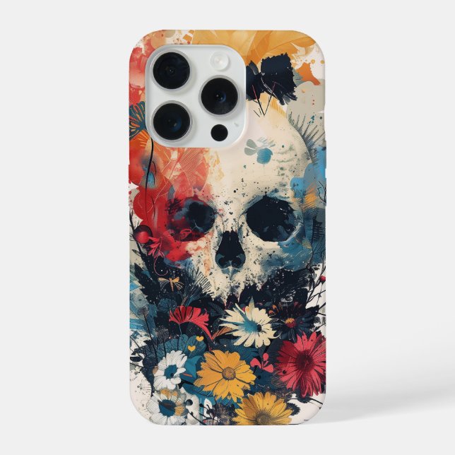 Skull with Flowers Iphone Case (Back)