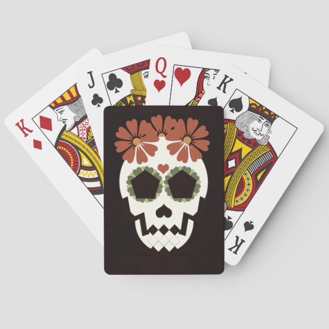 Skull With Flowers Playing Cards (Back)