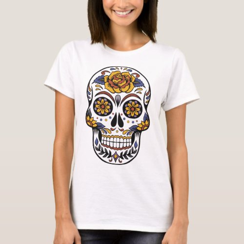 Skull with Flowers T_Shirt