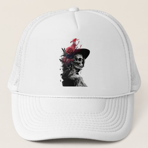 Skull with Girl Trucker Hat