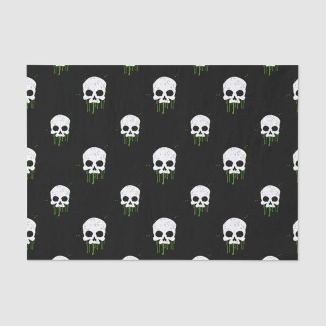 Skull with Green Drips Tissue Paper (Front)