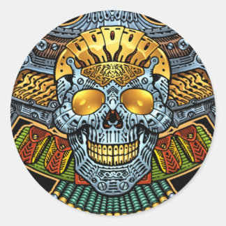 Skull with Guns and Bullets by Al Rio Classic Round Sticker