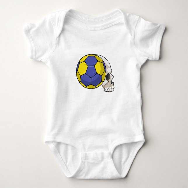 Skull with Handball Sports Baby Bodysuit (Front)