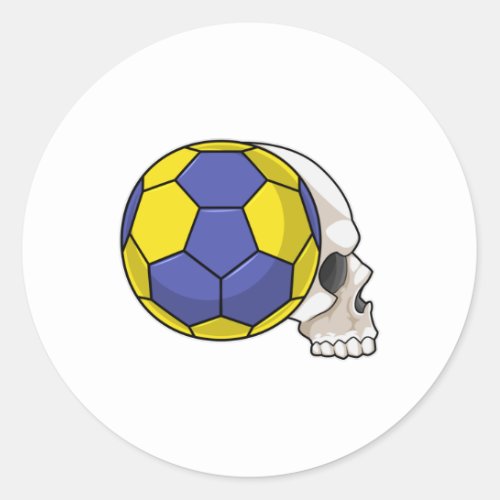 Skull with Handball Sports Classic Round Sticker