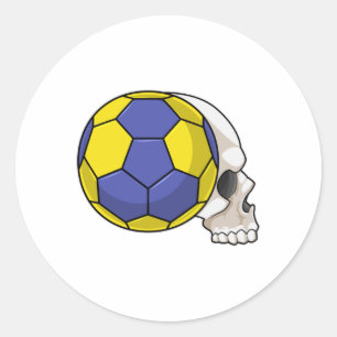 Skull with Handball Sports Classic Round Sticker