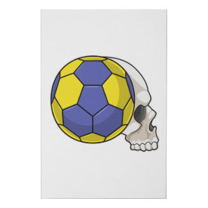 Skull with Handball Sports Faux Canvas Print