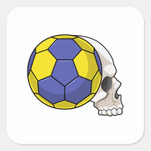 Skull with Handball Sports Square Sticker