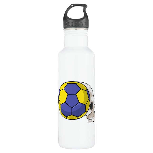 Skull with Handball Sports Stainless Steel Water Bottle (Front)