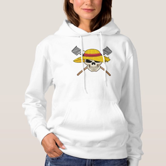 Skull with Hat as Farmer with Rake Hoodie (Front)
