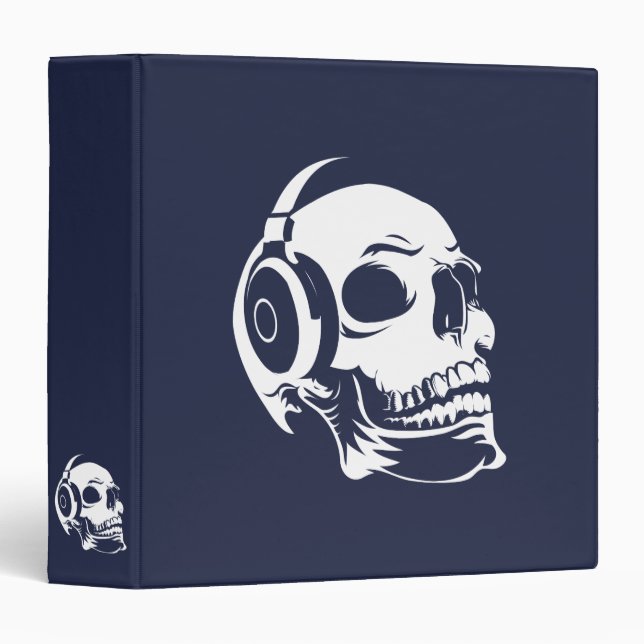 Skull with headphones 3 ring binder (Front/Spine)