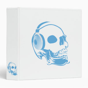 Skull with headphones 3 ring binder