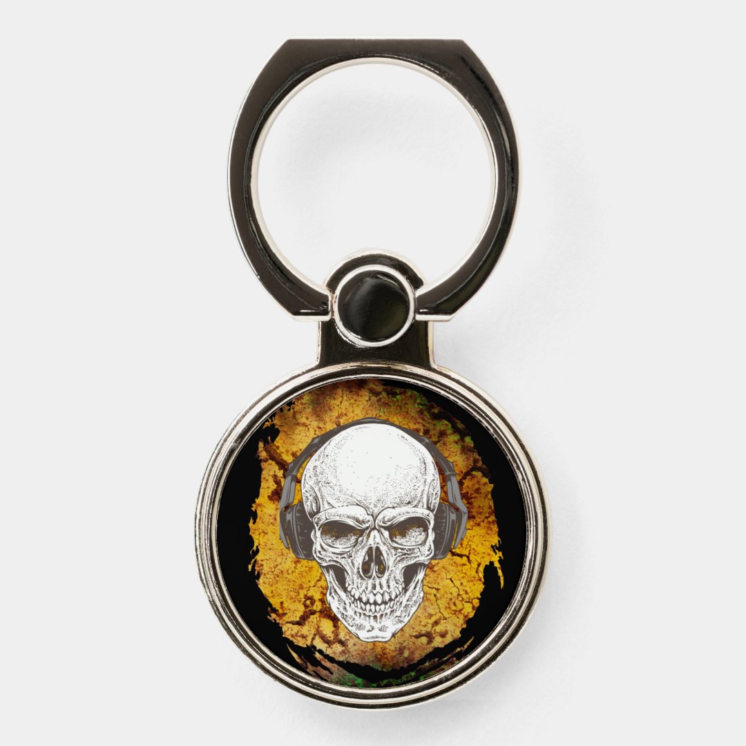 Skull with Headphones Abstract Phone Ring Stand | Zazzle