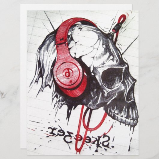 Skull with Headphones Design (Front/Back)