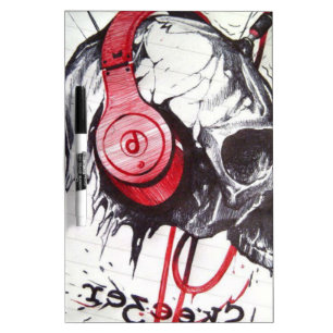 Skull with Headphones Design Dry Erase Board