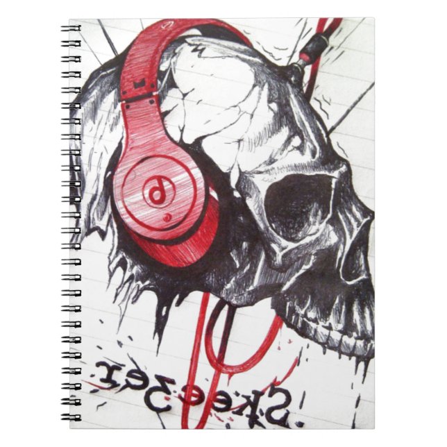 Skull with Headphones Design Notebook (Front)