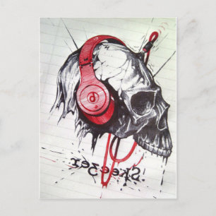 Skull with Headphones Design Postcard