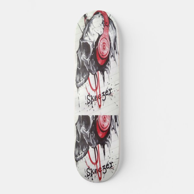 Skull with Headphones Design Skateboard Deck (Front)
