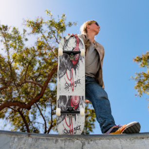 Skull with Headphones Design Skateboard Deck