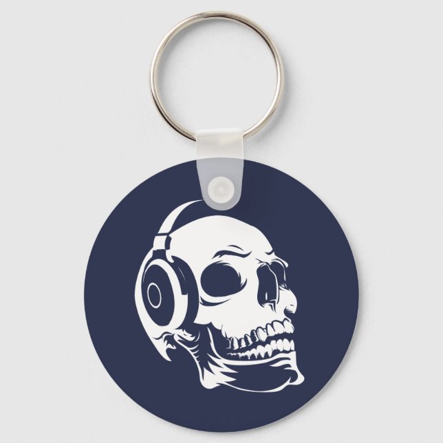 Skull with headphones keychain (Front)