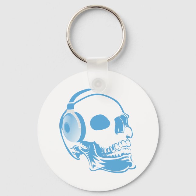 Skull with headphones keychain (Front)