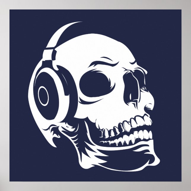 Skull with headphones poster (Front)