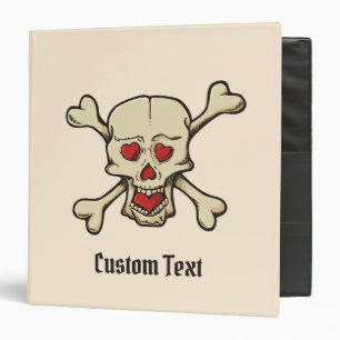 Skull with Hearts 3 Ring Binder