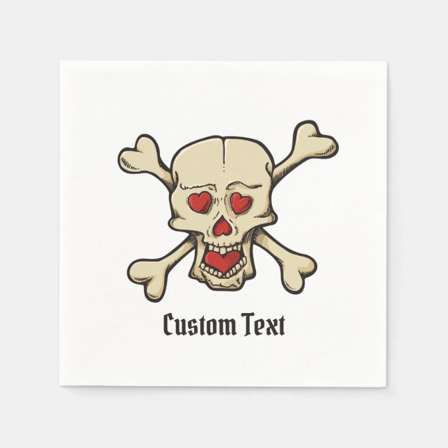Skull with Hearts Napkins (Front)