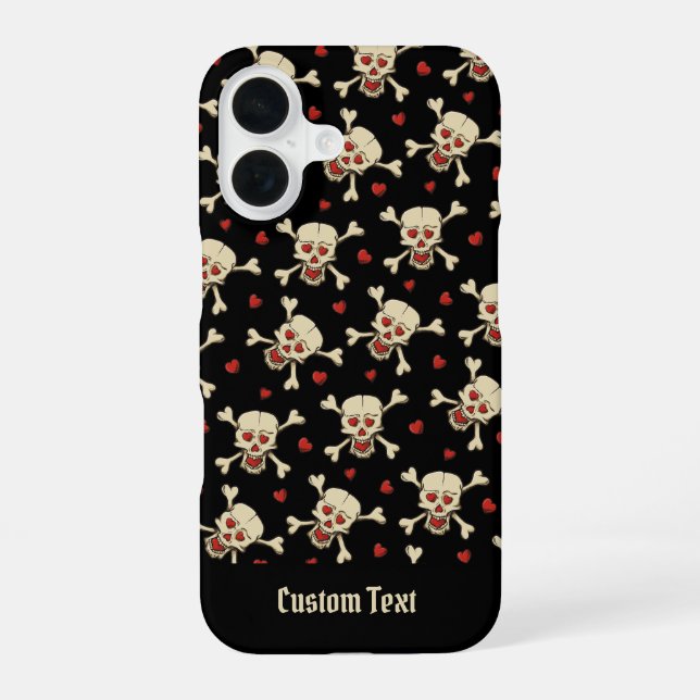 Skull with Hearts Pattern iPhone Case (Back)
