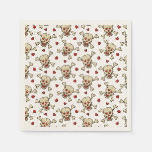 Skull with Hearts Pattern Napkins