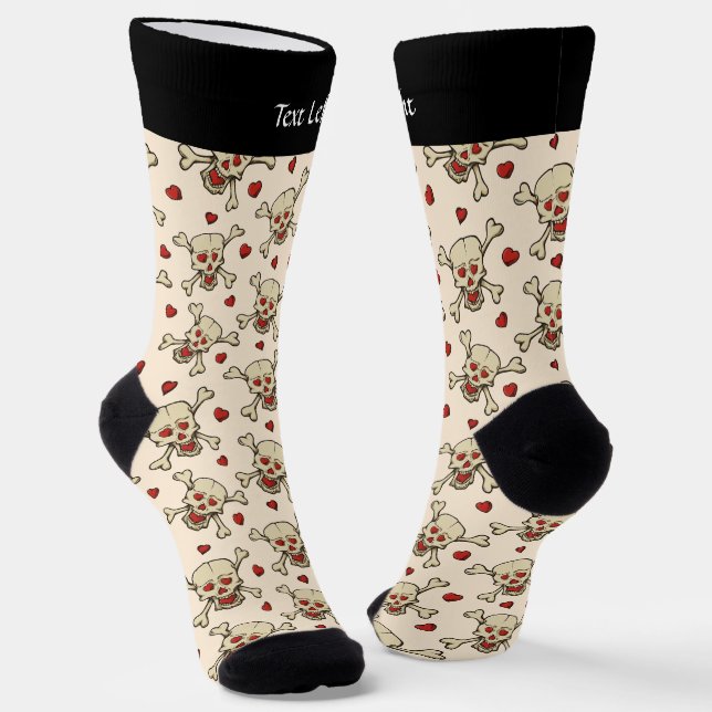 Skull with Hearts Pattern Socks (Angled)