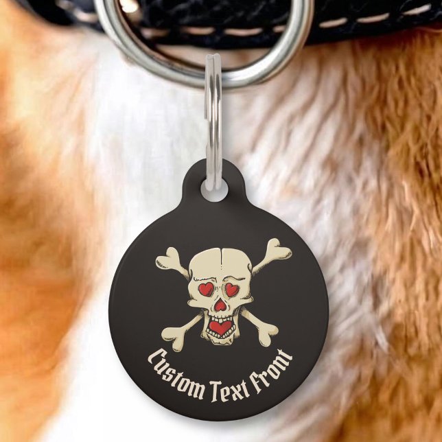 Skull with Hearts Pet ID Tag (Creator Uploaded)