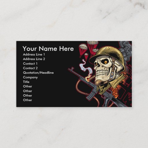 Customizable Airborne Marine Corps Parachute Skull by Al Rio Business Card Template