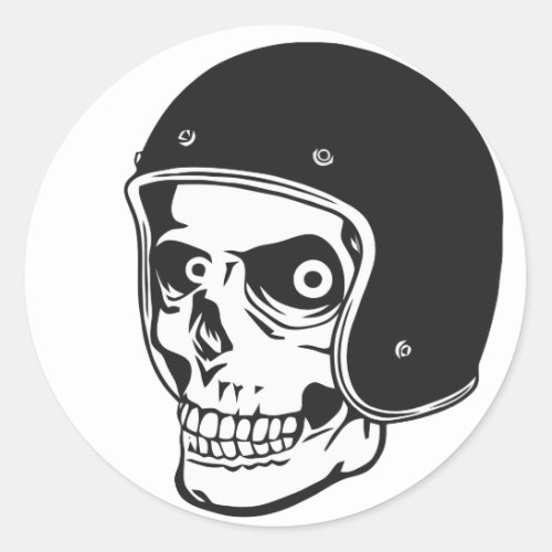 Skull with helmet classic round sticker
