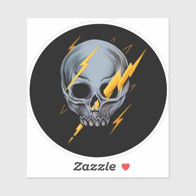 Skull with lightening bolts skate sticker (Sheet)