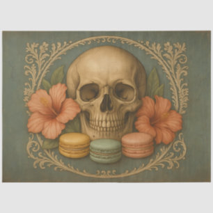 Skull with Macarons Vintage Skull Decoupage Tissue Paper