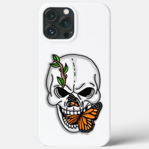 Skull with Monarch Butterfly  iPhone 13 Pro Max Case