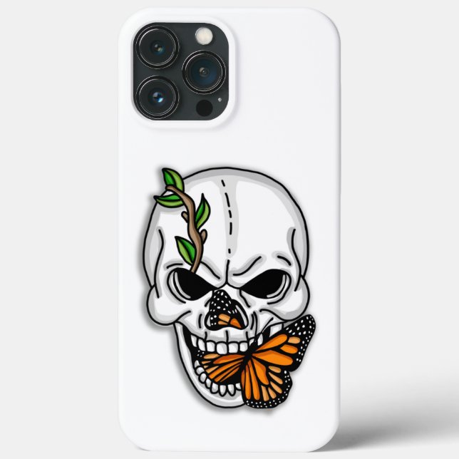 Skull with Monarch Butterfly  Case-Mate iPhone Case (Back)